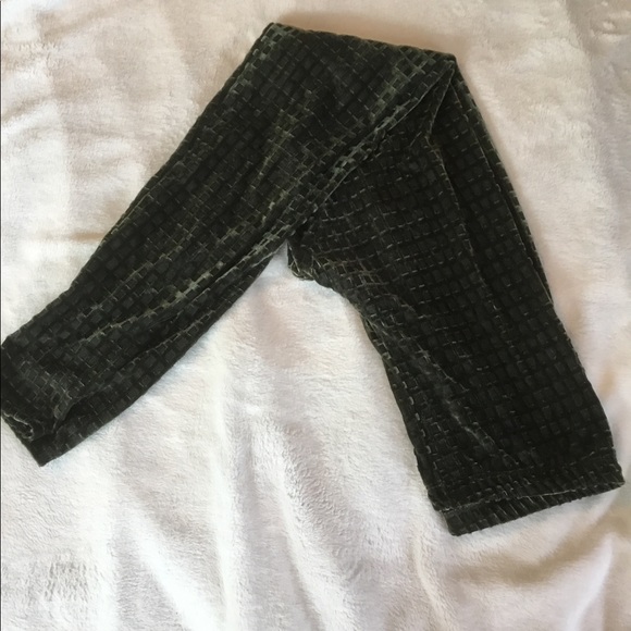 Pants - Leggings: Green Velour/Velvet texture